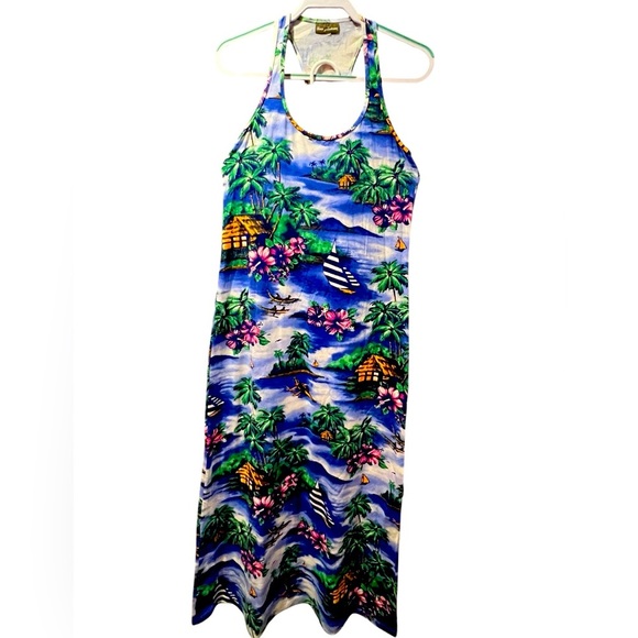 Tommy Bahama Blue Tropical Print Dress - Picture 1 of 9